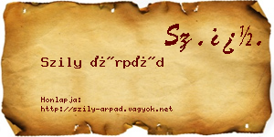 Szily Árpád névjegykártya